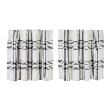 Black Plaid Tier Curtain Set of 2 L24xW36 VHC Brands - The Fox Decor